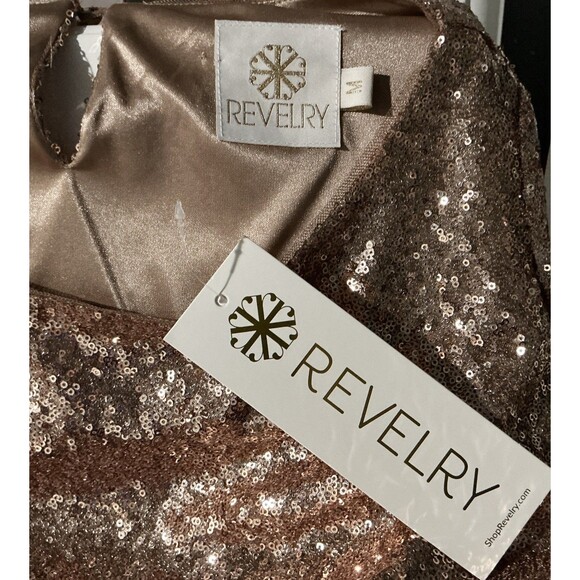 NEW Revelry Bandie Sequin Top Rose Gold Short Sleeve Cocktail Party Size Medium - Picture 6 of 8